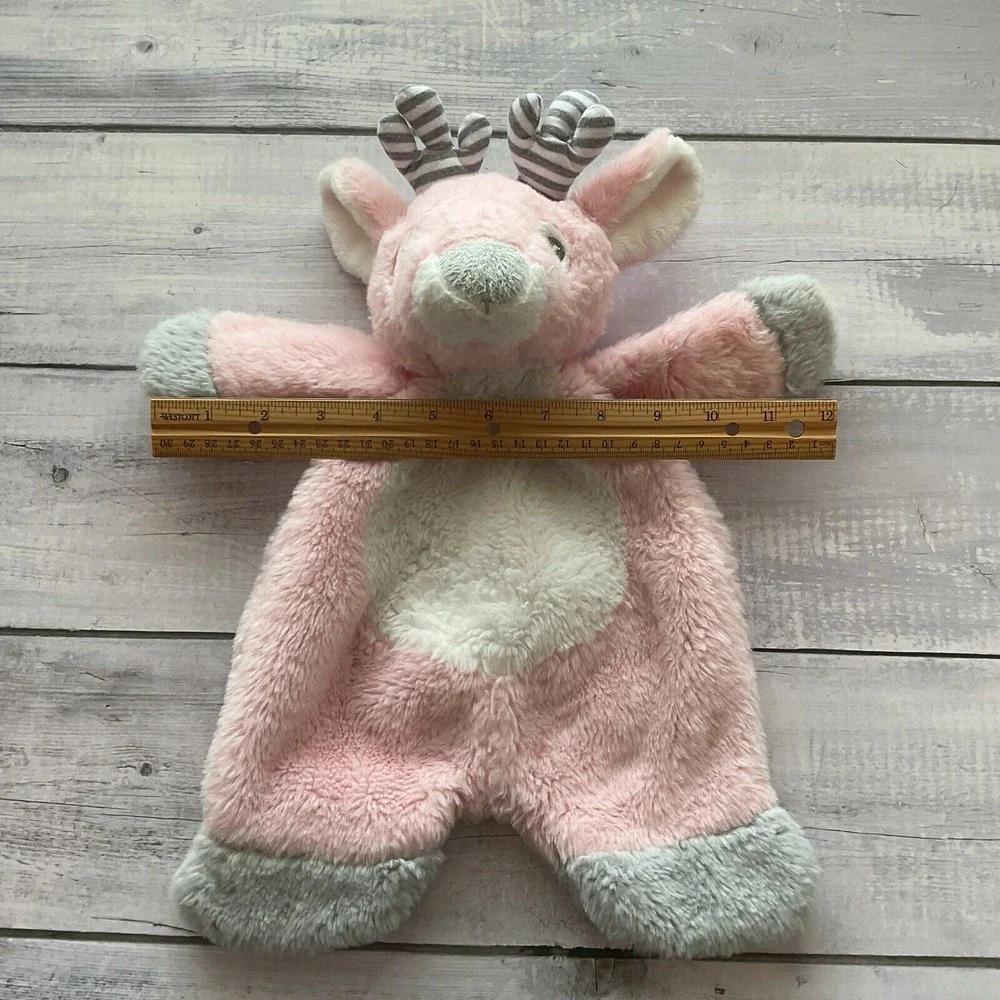 Baby Ganz Pink Reindeer Moose Lovey‎ Plush Baby Security Blanket